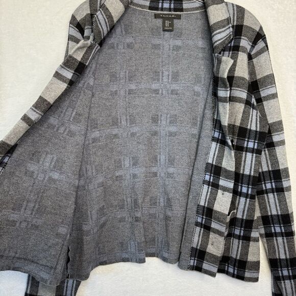 Tahari Sweater Blazer Women’s XL Multicolor Gray Plaid Business Casual Office - Picture 8 of 16